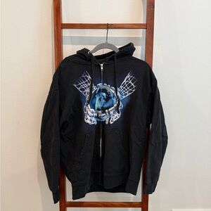 Men's Black Graphic Zip-Up Hoodie